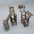 Wooden Stairs Models With Intricate Structures And Multiple Platforms For 3d model