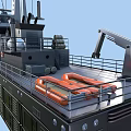 Modern Military Warship With Dark Hull Navigation Tower Antennas And Metal Deck