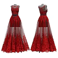 Elegant White Wedding Dress With Sleeveless Design And Lace Embroidered Flowing Skirt
