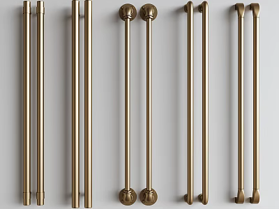 Various Modern Brass Cabinet Door Handles With Different Stylish Designs For Home Decor 3d model
