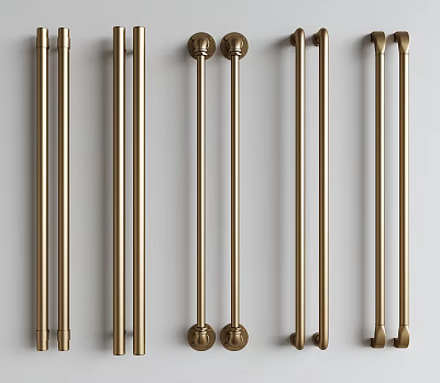 Various Modern Brass Cabinet Door Handles With Different Stylish Designs For Home Decor 3d model