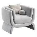 Modern Light Green Single Sofa With Curved Arms Geometric Pillow And Round Cushion