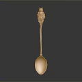 Golden Decorative Spoon With Intricate Handle Design For Home Living