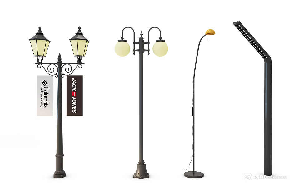 Different Types of Outdoor Lights with Lantern Spherical Arc Floor and LED Street Designs 3d model 