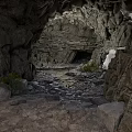Natural Cave Interior With Rough Rock Walls And Scattered Gravel On Stone Floor