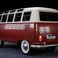 Classic Red and White Volkswagen Van With Multi Window Retro Design