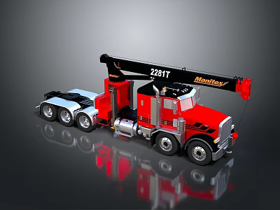 Red Manitex 220IT Utility Vehicle With Crane And Heavy Duty Design 3d model