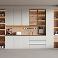 Elegant Modern Wine Cabinet Design With Glass Doors And Wooden Panels In Kitchen