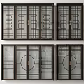 Modern Sliding Doors With Geometric Patterns Metal Frames And Glass Panels 3d model