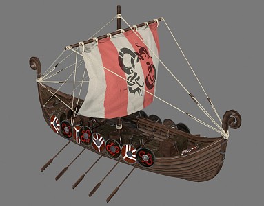 Viking Boat Retro Boat 3d model