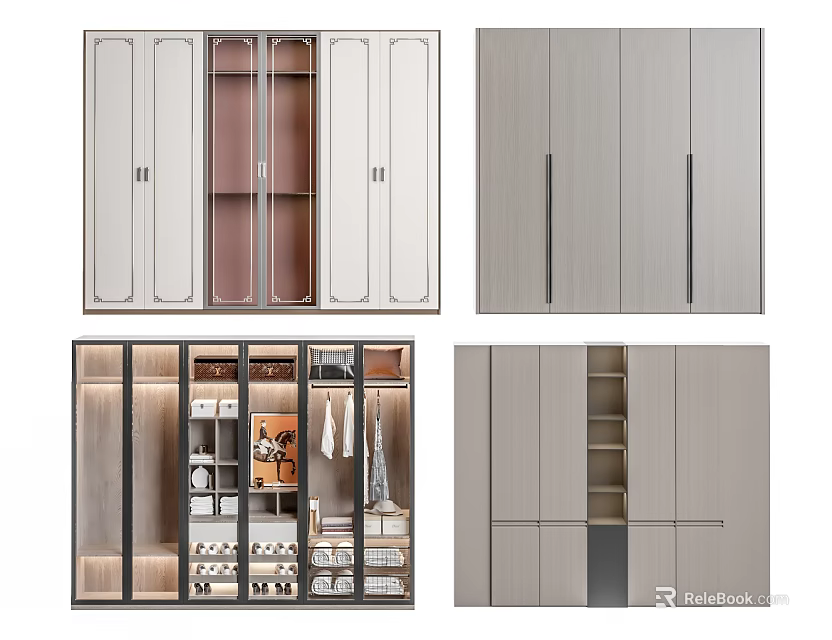 Modern Wardrobe Design With Sleek Wooden Panels Sliding Doors And Built In Storage Shelves 3d model 