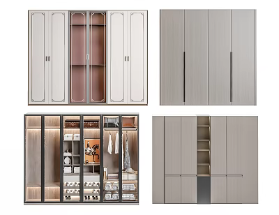 Modern Wardrobe Design With Sleek Wooden Panels Sliding Doors And Built In Storage Shelves 3d model