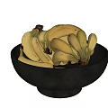 Fresh Ripe Yellow Bananas Placed in Black Ceramic Bowl on White Surface