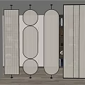 Modern partition striped glass screen partition 3d model
