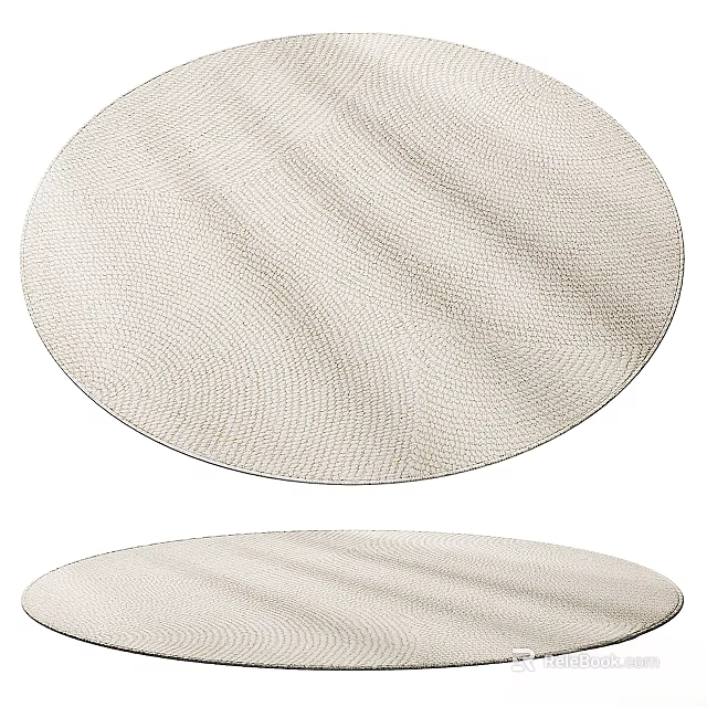 Beige Round Area Rugs With Textured Designs For Home Decor 3d model 