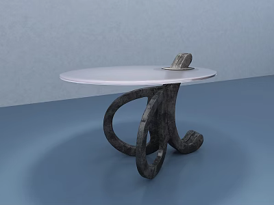 Modern Coffee Table With Round White Tabletop And Unique Black Curved Legs 3d model