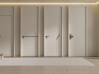 Modern Light Colored Hinged Doors With Sleek Design For Interior Spaces 3d model