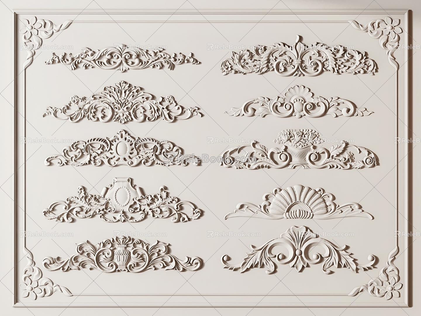 French carved plaster 3d model