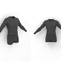 Dark Colored Fitted Long Sleeve Top And Shorts Sportswear Outfit Set
