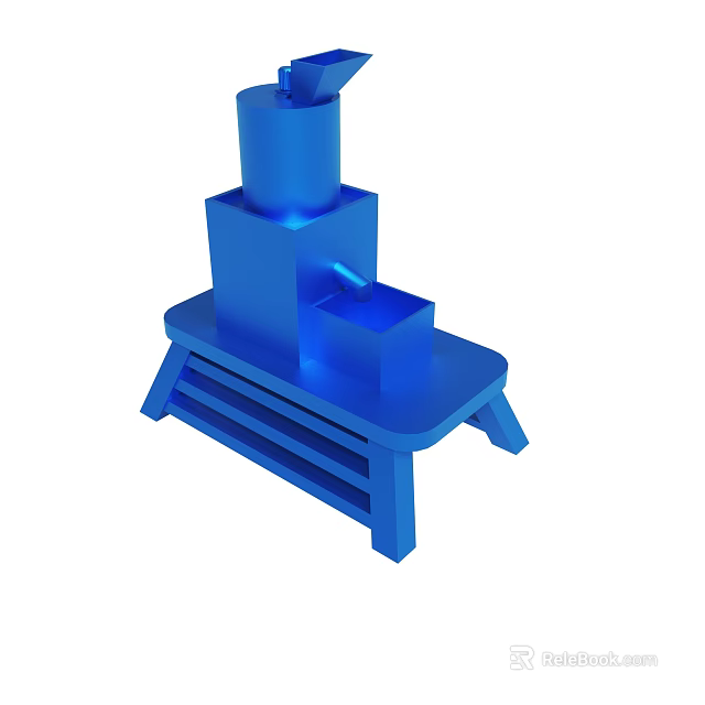 Blue 3D Mechanical Structure Model With Stacked Blocks And Support Base 3d model 