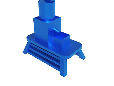 Blue 3D Mechanical Structure Model With Stacked Blocks And Support Base 3d model