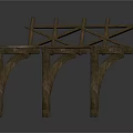 Rustic Wooden Bench With Crossed Slats And Sturdy Legs For Outdoor Use