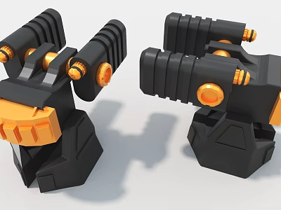 Industrial Equipment With Black And Orange Mechanical Components And Cylindrical Connection Points 3d model