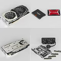 High Performance Computer Components Including Graphics Card SSD Motherboard Cooling Fan And Heatsink 3d model