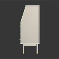 White Console Side Cabinet With Woven Panel Drawers And Golden Legs