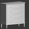 Classic Wooden Chest of Drawers With Four Metal Handles Gold Accent Trim And Tapered Legs
