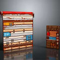 Scene Building Blocks With Red Top Wooden Layers Blue Blocks And Stone Structure