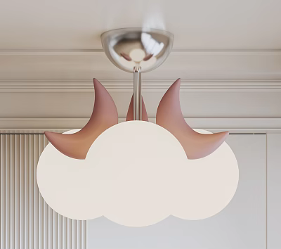 Pink Moon And White Cloud Shaped Chandelier For Modern Interior Ceiling 3d model