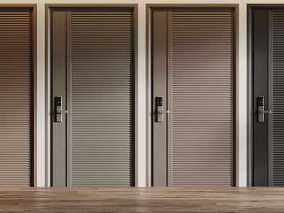 Security Doors In Multiple Colors With Louvered Panels And Electronic Locks 3d model