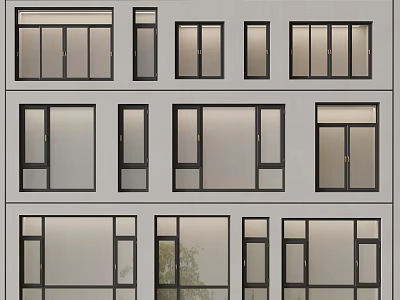 Various Modern Casement Windows With Black Frame And Transparent Glass Designs 3d model