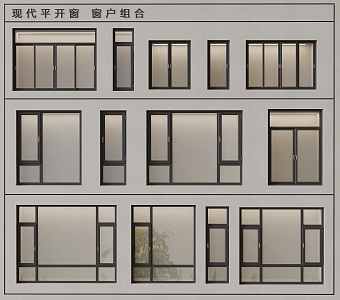 casement window combination 3d model