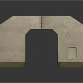 Industrial Architectural Component With Arched Opening Rough Surface Metal Roof And Small Square Window