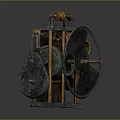Vintage Industrial Mechanical Equipment With Metal Frame Gear Wheel And Chain Design