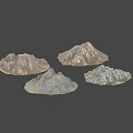 Various Textured Mountain Models in Different Colors for Decorative 3d model