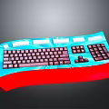 Colorful Designed Computer Keyboard With Blue Red Base And Black Functional Keys