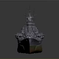 Detailed Warship Model With Orange Deck Gray Hull And Military Turrets