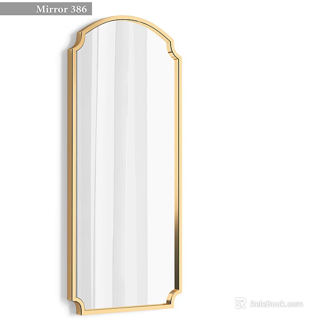 Elegant Full Length Wall Mirror With Golden Decorative Frame Design 3d model 