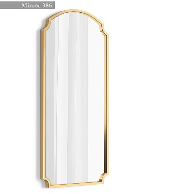Elegant Full Length Wall Mirror With Golden Decorative Frame Design 3d model