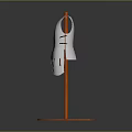Silver Armor Breastplate Displayed On Red Wooden Stand With Circular Base