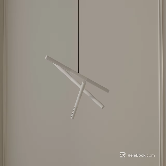 Modern Minimalist White Pendant Light With Crossed Rod Structure Hanging On Light Background 3d model 