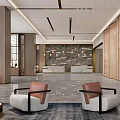 Modern Luxury Hotel Lobby Interior With Marble Floor And Wooden Decorative Walls