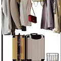 Stylish Clothes Display With Accessories In Wardrobe Setup 3d model