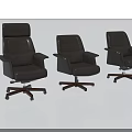 Modern Black Leather Swivel Office Chairs With Ergonomic Design For Comfortable Long Working Hours