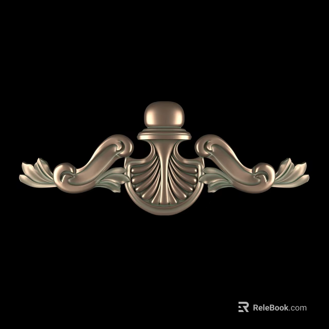 Elegant Ornate Carved Decoration Featuring Spherical Top Scrolls And Leaf Patterns 3d model 