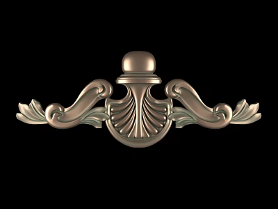 Elegant Ornate Carved Decoration Featuring Spherical Top Scrolls And Leaf Patterns 3d model
