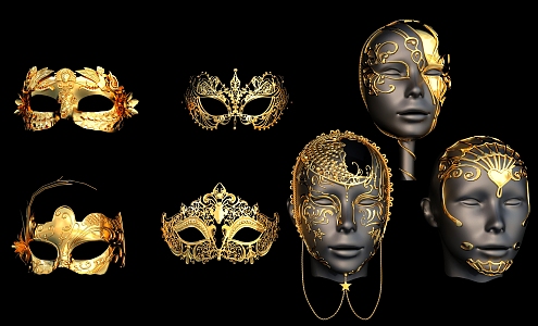 Mask Gold Mask Gold Jewelry Mask Decorations 3d model